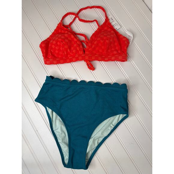 NWT Cupshe Two Peace Swimsuit Bikini Set Bralette Triangle High Waisted BUNDLE M - Picture 2 of 5